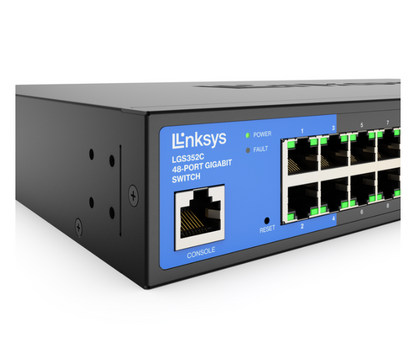 Linksys Business Switch - 48 Port (LGS352MPC) 48-Port Managed Gigabit PoE+ Switch with 4 10G SFP+ Uplinks 740W TAA Compliant