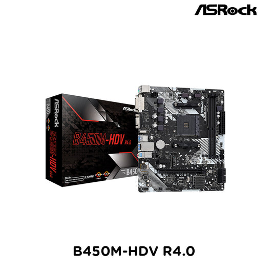 ASRock B450M-HDV R4.0 ( AMD AM4 Socket Ryzen™ 2000, 3000, 4000 G-Series, 5000 and 5000 G-Series Desktop Processors)