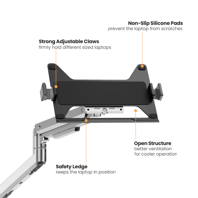 BRATECK Universal Steel Laptop Holder for Monitor Arms