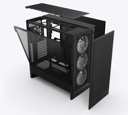 NZXT H5 Flow RGB Black Compact ATX Mid-Tower Airflow Case with RGB Fans (2024 Edition)