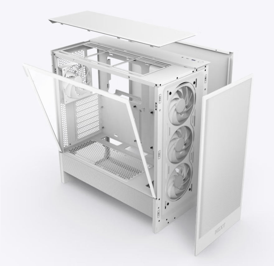 NZXT H5 Flow RGB White Compact ATX Mid-Tower Airflow Case with RGB Fans (2024 Edition)