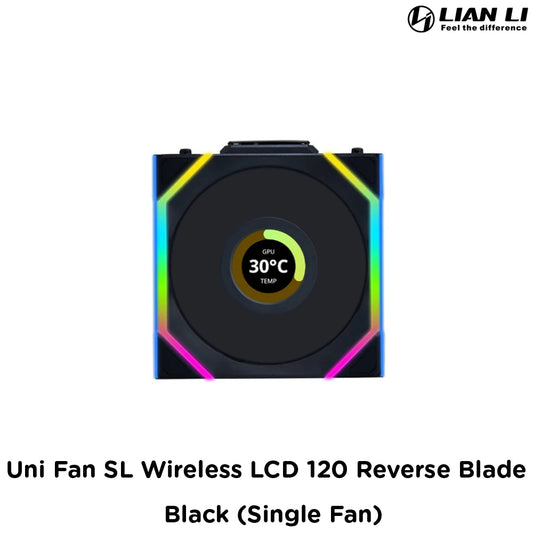 Lian Li Uni Fan SL Wireless LCD 120 Reverse Blade - Black (Single Fan)