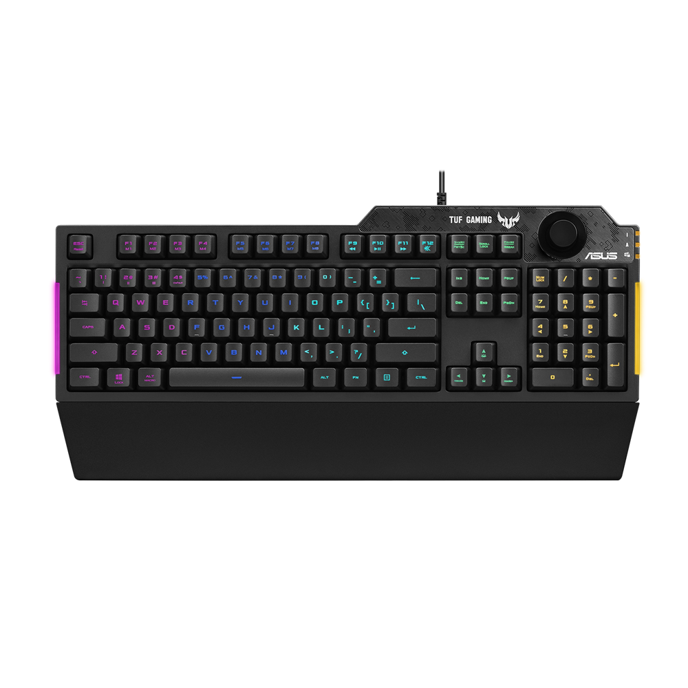 ASUS TUF Gaming K1 RGB keyboard with dedicated volume knob, spill-resistance, side light bar and Armoury Crate