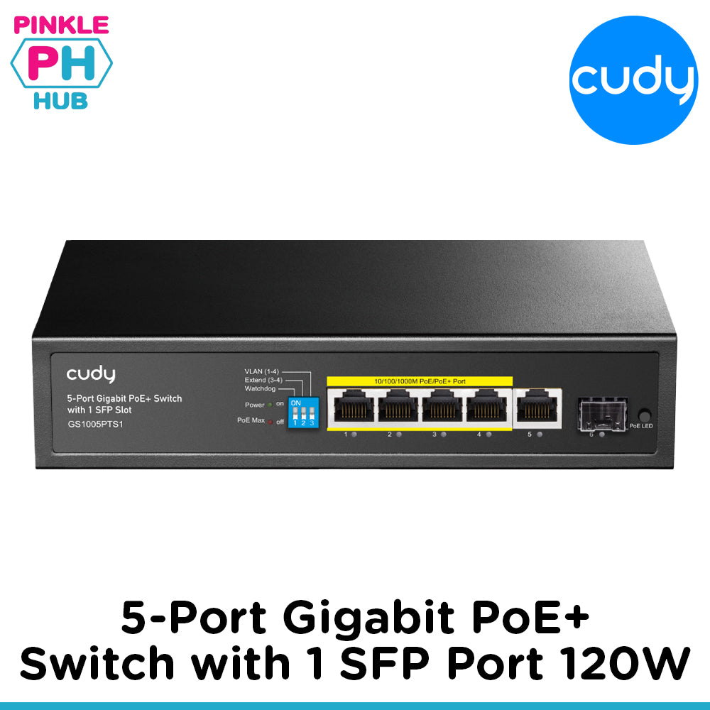 Cudy 5-Port Gigabit PoE+ Switch with 1 SFP Port 120W