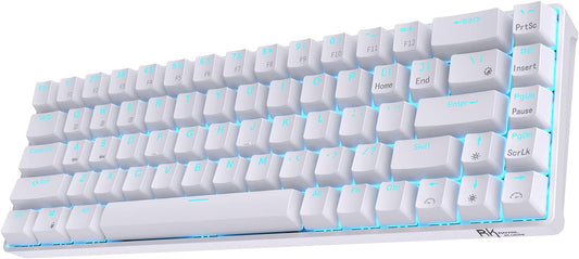 Royal Kludge RK68 White, Wireless, RGB, Mechanical Keyboard Gateron - Blue Switch