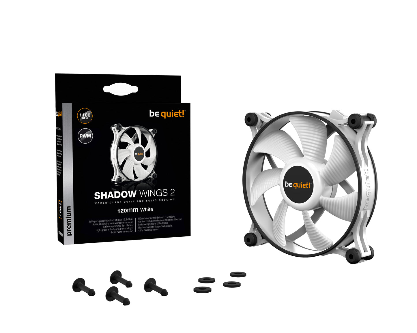 Be Quiet SHADOW WINGS 2 120mm PWM White World-class quiet and solid cooling (BL089)