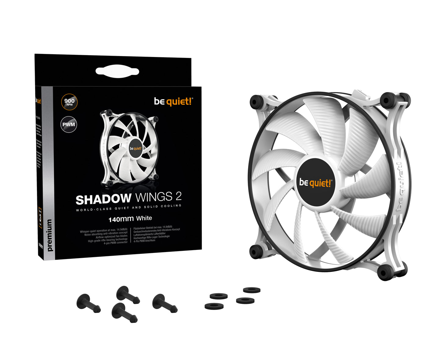 Be Quiet SHADOW WINGS 2 140mm PWM White World-class quiet and solid cooling (BL091)