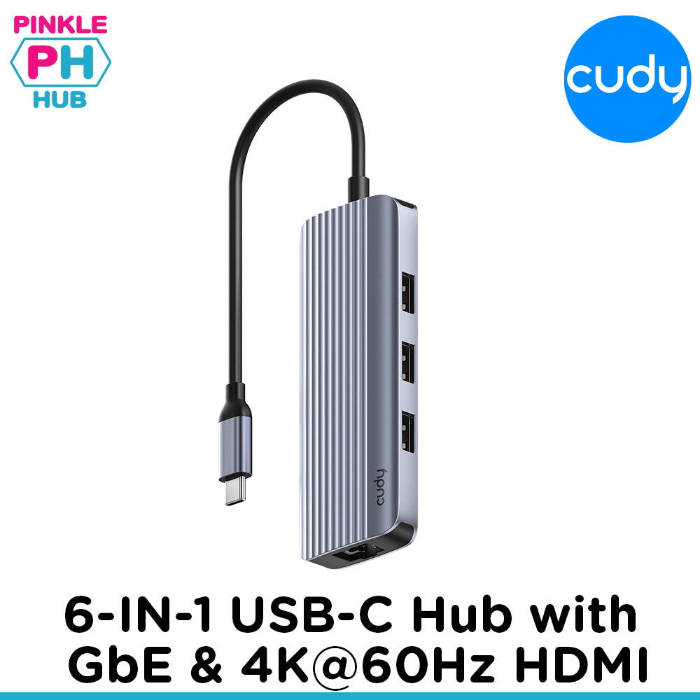 CUDY 6-IN-1 USB-C Hub with GbE & 4K@60Hz HDMI