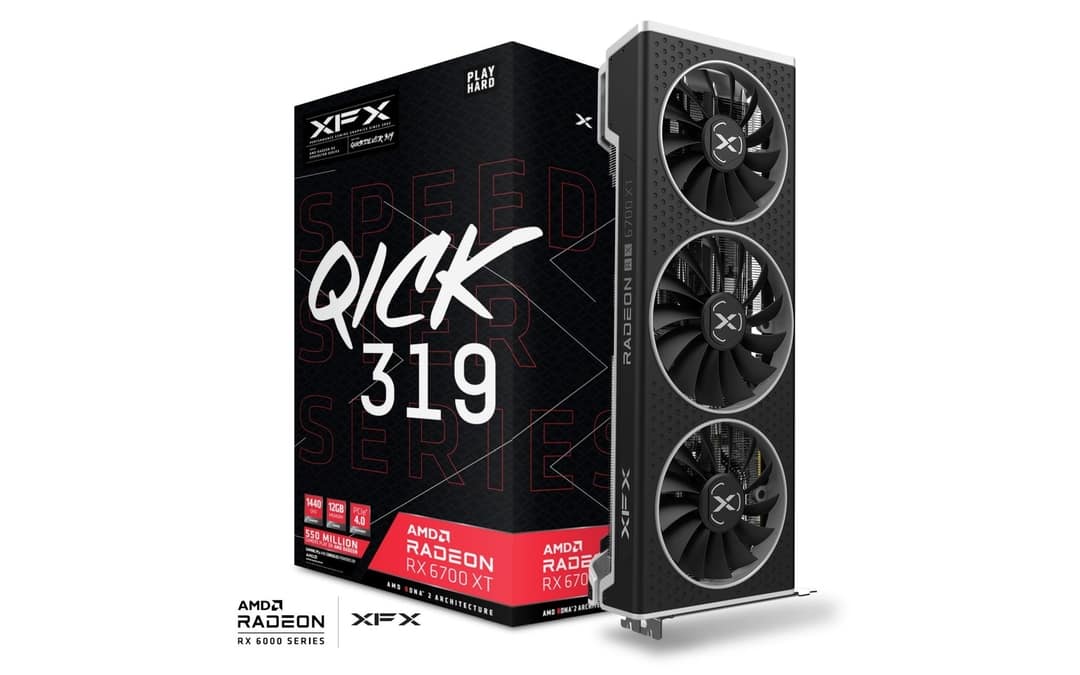 XFX SPEEDSTER QICK 319 AMD Radeon™ RX 6700 XT BLACK Gaming Graphics Card with 12GB GDDR6 HDMI 3xDP, AMD RDNA™ 2 (RX-67XTYPBDP)