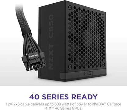 PinkleHub | NZXT C850 Gold ATX 3.1 Black - 850 Watt 80 PLUS Gold Fully Modular ATX 3.1 PSU - Black/White