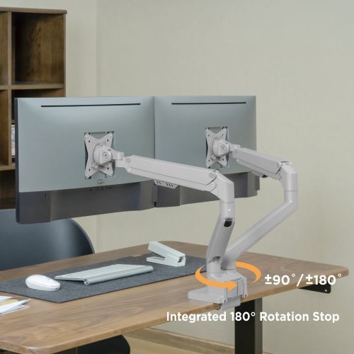 BRATECK Dual Monitor Thin Gas Spring Monitor Arm
