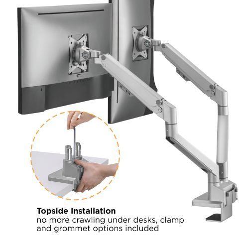 BRATECK Dual Monitor Thin Gas Spring Monitor Arm