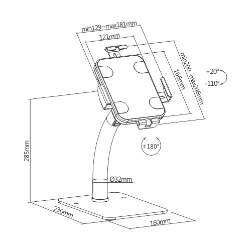 BRATECK Universal Anti-Theft Tablet Countertop Kiosk