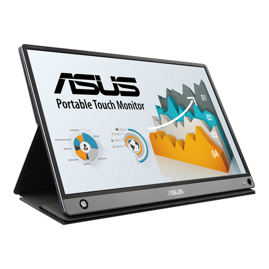 ASUS ZenScreen Touch (MB16AMT) USB portable monitor — 16 inch (15.6 inch viewable), IPS, Full HD, 10-point Touch, Built-in Battery, Hybrid Signal Solution, USB Type-C, Micro-HDMI, Compatible with Laptops, Smartphones, Gaming Consoles, and Cameras