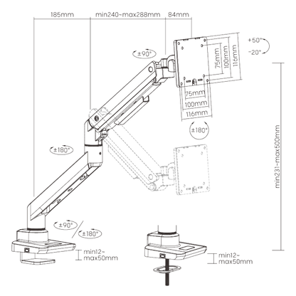 Fabulous Desk-Mounted Heavy-Duty Gas Spring Monitor Arm