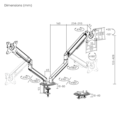 Brateck Dual Monitor Economical Spring-Assisted Monitor Arm