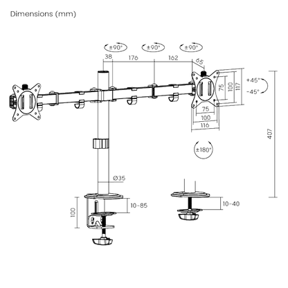Brateck Dual-Monitor Steel Articulating Monitor Mount