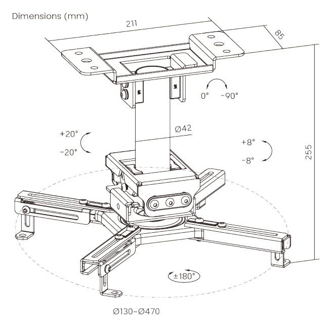 Heavy-Duty Projector Ceiling Mount (For Pitched or Flat Ceiling)