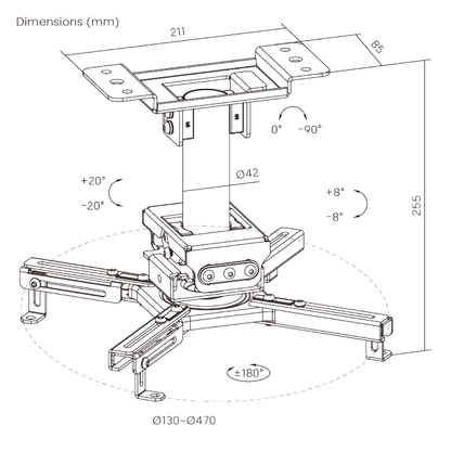 Heavy-Duty Projector Ceiling Mount (For Pitched or Flat Ceiling)