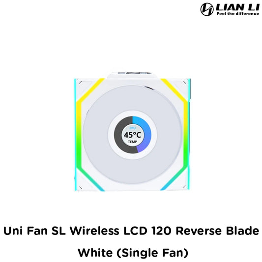 Lian Li Uni Fan SL Wireless LCD 120 Reverse Blade - White (Single Fan)