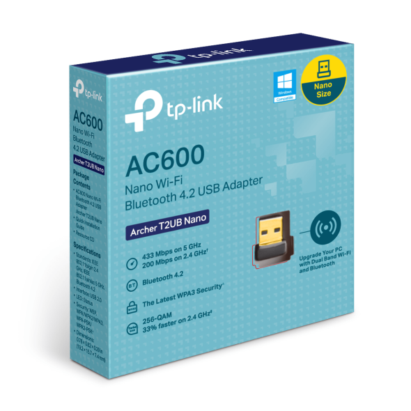 Tp-Link Archer T2UB Nano I AC600 Nano Wi-Fi Bluetooth 4.2 USB Adapter