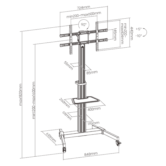 Cost-Effective Aluminum TV Cart