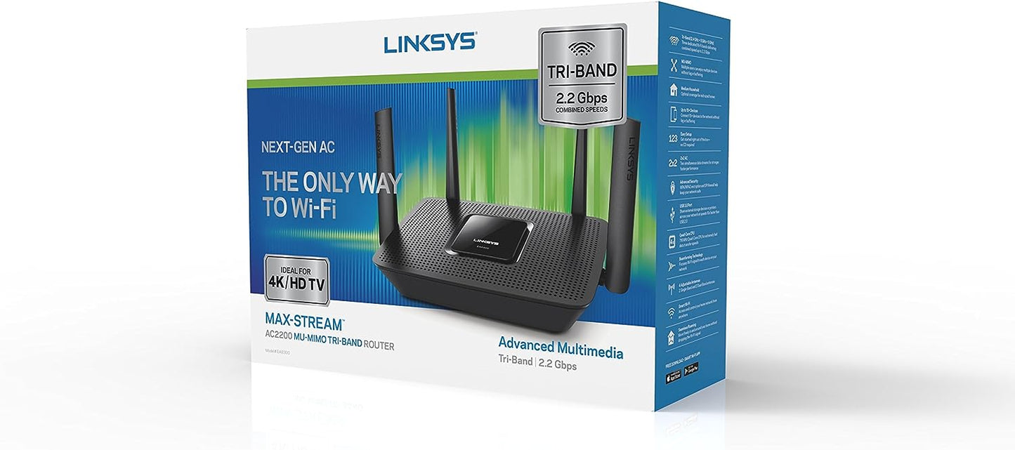 Linksys EA8300 Max-Stream AC2200 Tri-Band Wi-Fi Router (EA8300-HK)