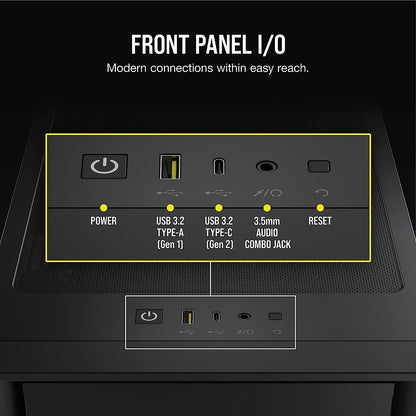 Corsair iCUE 4000D RGB Airflow Mid-Tower Case - 3X AF120 RGB Elite Fans - iCUE Lighting Node PRO Controller - High-Airflow Design - CORSAIR Rapid Route Cable Management System