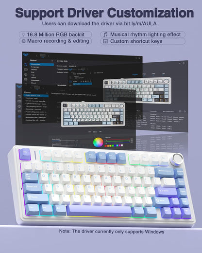 AULA F75 Wireless Mechanical Keyboard Pre-lubed Star Vector Switches