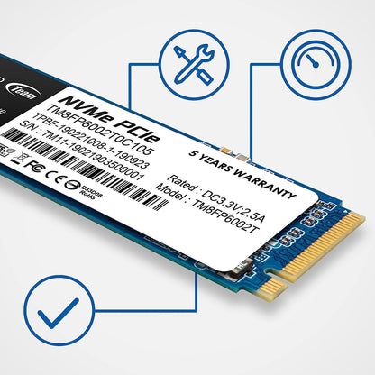 TEAMGROUP MP33 SLC Cache 3D NAND TLC NVMe 1.3 PCIe Gen3x4 M.2 2280 Internal Solid State Drive SSD Compatible with Laptop & PC Desktop (TM8FP6)