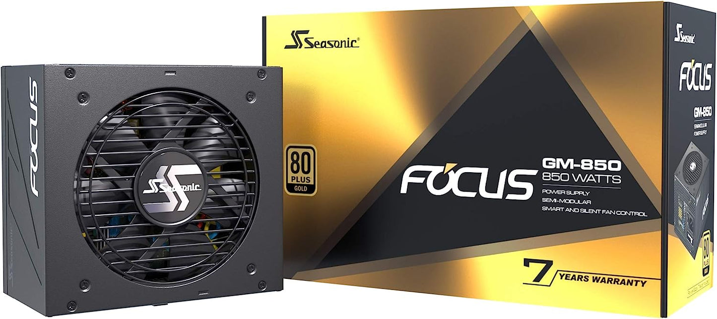 Seasonic Focus GM-850, 850W 80+ Gold, Semi-Modular, Fits All ATX Systems, Fan Control in Silent and Cooling Mode, 7 Year Warranty, Perfect Power Supply for Gaming and Various Application (SSR-850FM)