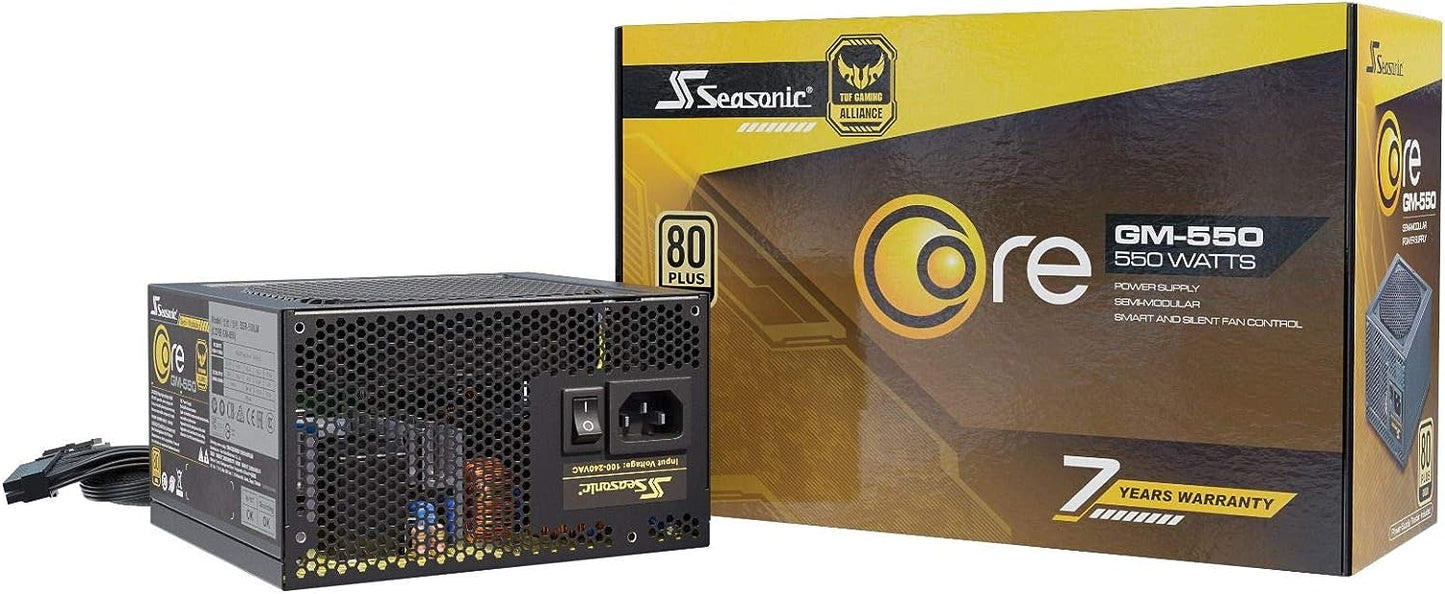 Seasonic CORE GM-550, 550W 80+ Gold, Semi-Modular, Fan Control in Silent and Cooling Mode, Perfect Power Supply for Gaming and Various Application (SSR-550LM)