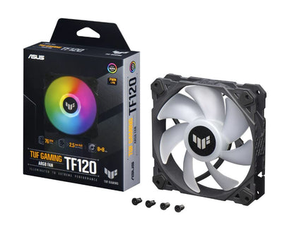 ASUS TUF Gaming TF120 ARGB Fan - Single Pack, Anti-vibration pads,Aura Sync compatibility, PWM control. Class-leading airflow, and low noise levels