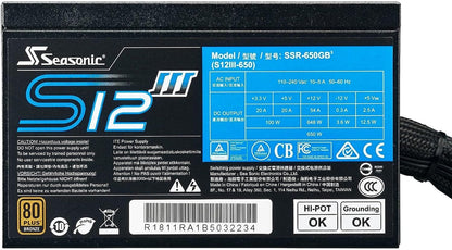 Seasonic S12III 550, 550W 80+ Bronze ATX12V & EPS12V Direct Cable Wire Output Smart & Silent Fan Control Power Supply (SSR-550GB3)