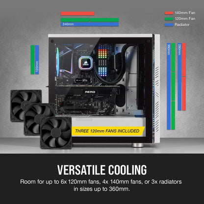 Corsair 275R AIRFLOW TEMPERED GLASS MID TOWER GAMING CASE WHITE (C5-CC-9011182-WW)