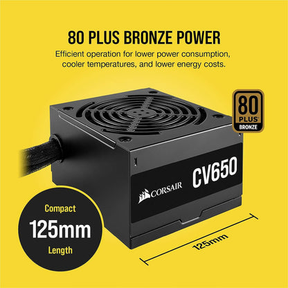 Corsair CV Series™ CV650 — 650 Watt 80 Plus® Bronze Certified PSU (CP-9020236-NA)