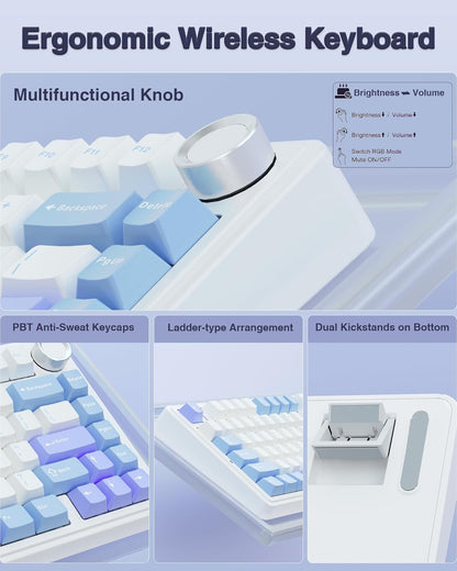 AULA F75 Wireless Mechanical Keyboard Pre-lubed Star Vector Switches