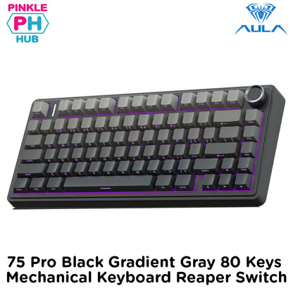 AULA 75 Pro Black Gradient Gray 80 Keys Mechanical Keyboard Reaper Switch