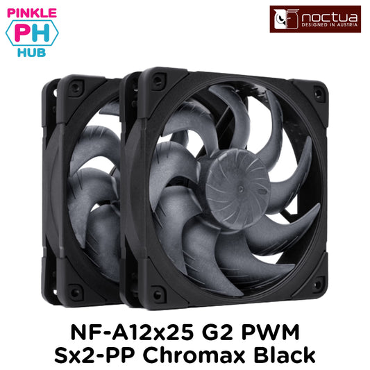 Noctua NF-A12x25 G2 PWM Sx2-PP chromax.black Next-gen black 120mm dual fan set
