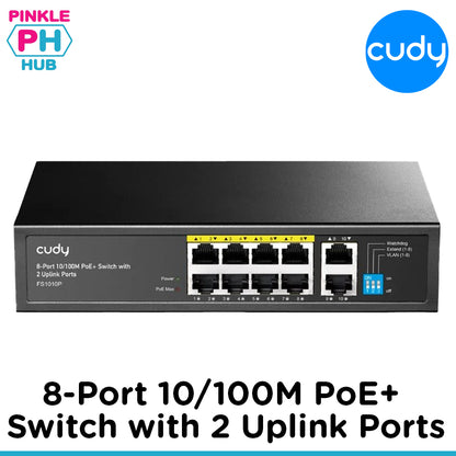 Cudy 8-Port 10/100M PoE+ Switch with 2 Uplink Ports