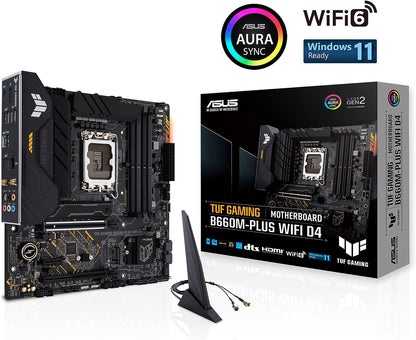 ASUS TUF GAMING B660M-PLUS WIFI D4, Intel® LGA 1700 socket: Ready for 13th & 12th Gen Intel Core™ processors ,PCIe 5.0 slot, PCIe 4.0 M.2 slots