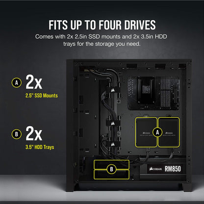 Corsair 4000D AIRFLOW Tempered Glass Mid-Tower ATX Case — Black (CS-CC-9011198-WW)