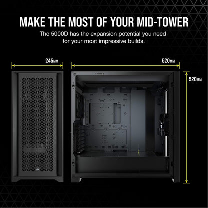 Corsair 5000D AIRFLOW Tempered Glass Mid-Tower ATX PC Case — Black (CS-CC-9011210-WW)