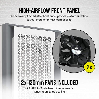 Corsair 5000D AIRFLOW Tempered Glass Mid-Tower ATX PC Case — White (CS-CC-9011211-WW)