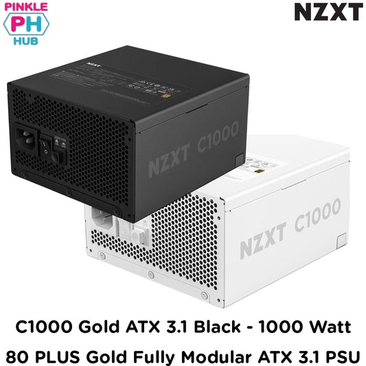 PinkleHub | NZXT C1000 Gold ATX 3.1 Black - 1000 Watt 80 PLUS Gold Fully Modular ATX 3.1 PSU - Black/White