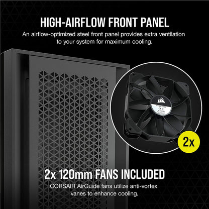 Corsair 5000D AIRFLOW Tempered Glass Mid-Tower ATX PC Case — Black (CS-CC-9011210-WW)