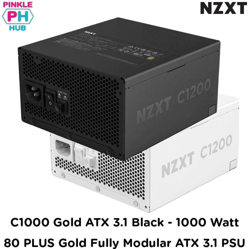 PinkleHub | NZXT C1200 Gold ATX 3.1 Black -1200 Watt 80 PLUS Gold Fully Modular ATX 3.1 PSU - Black/white