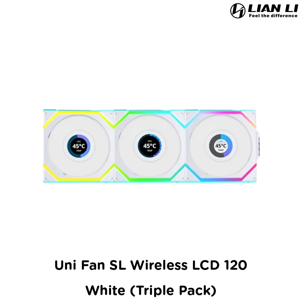 Lian Li Uni Fan SL Wireless LCD 120 - White (Triple Pack)