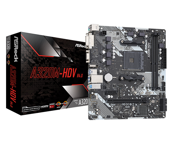 ASROCKHDV R4.0 Motherboard AMD AM4 Socket Ultra M.2 32 Gb/s (PCIe Gen3 x4 & SATA3)