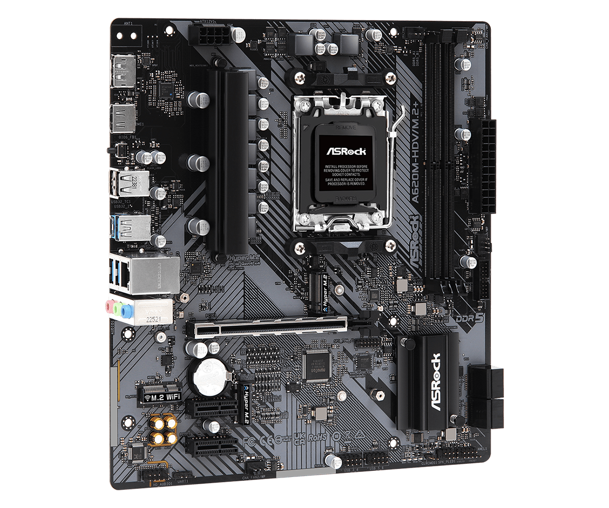 ASROCK A620M-HDV/M.2+, 2DDR5 Supports AMD Socket AM5 Ryzen™ 8000 and 7000 Series Processors (90-MXBLK0-AOUAYZ)